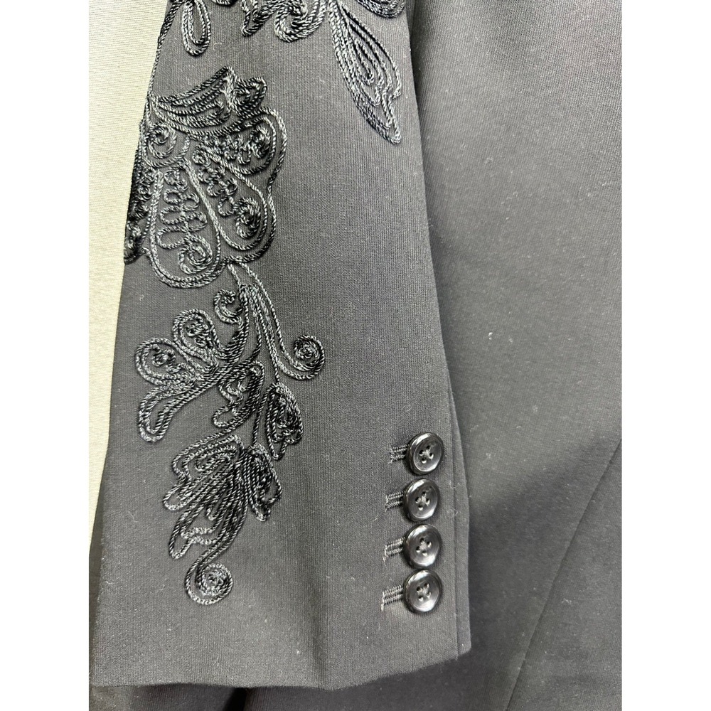 Coldwater Creek Embroidered Sleeve Black Blazer Jacket Women's Size‎ 12 - Picture 11 of 13